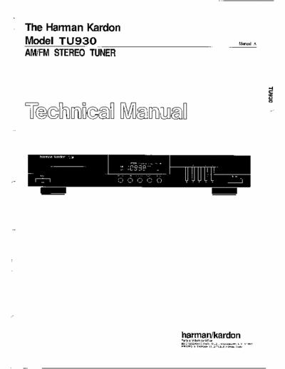 Harman/Kardon TU930 Tuner non USA model